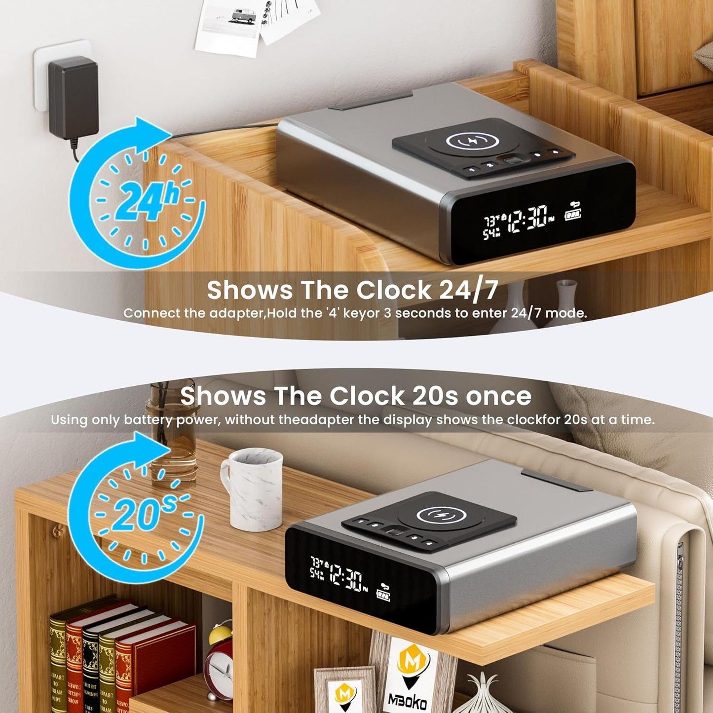 Mboko Biometric Discreet Gun Safe with 12-Hour Time Clock Display