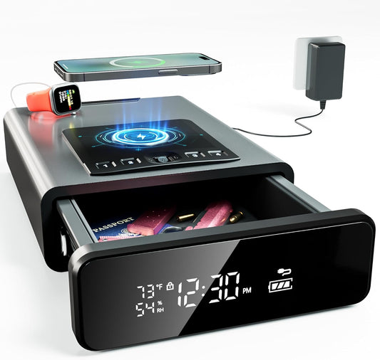 Mboko Biometric Discreet Gun Safe with 12-Hour Time Clock Display
