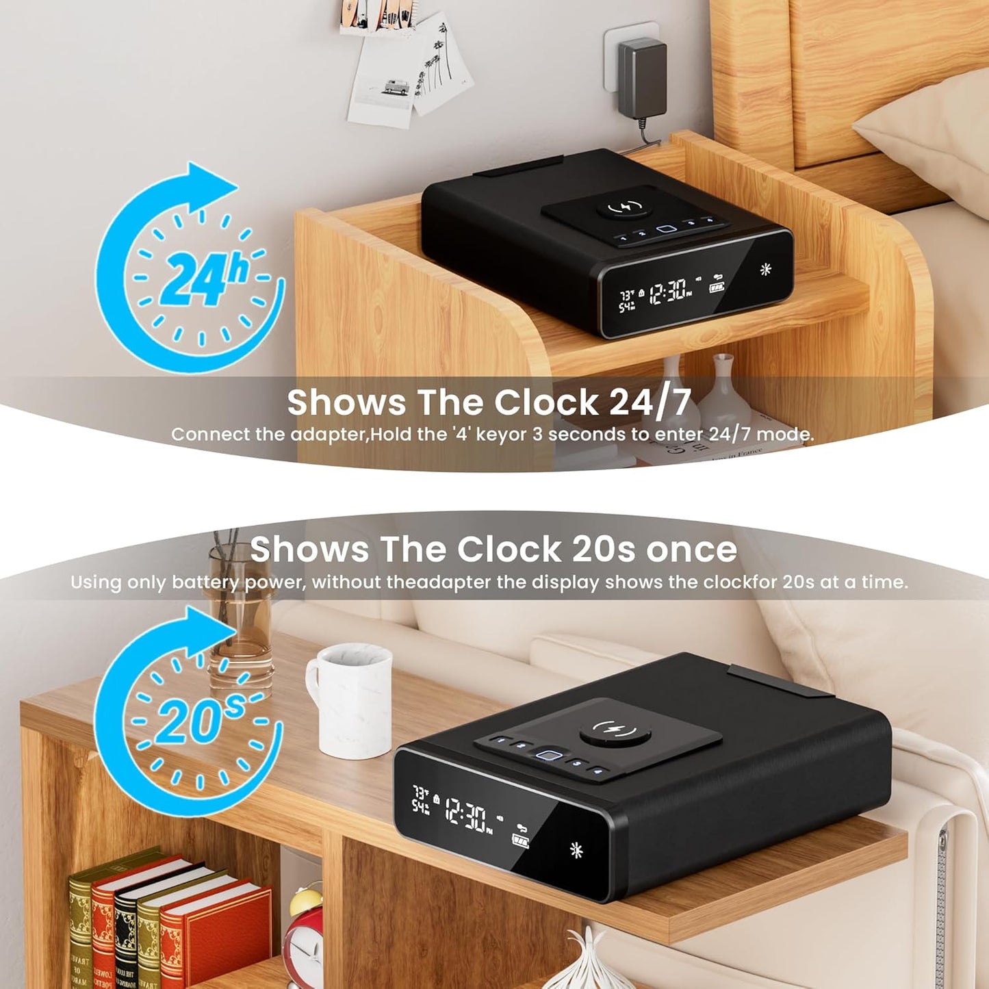 Mboko Biometric Discreet Safe with 12-Hour Time Clock Display(Black)
